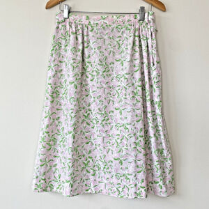 Vintage 70s KEY WEST FASHIONS Pink Green Floral Preppy Skirt 30" Waist Vtg SZ 12